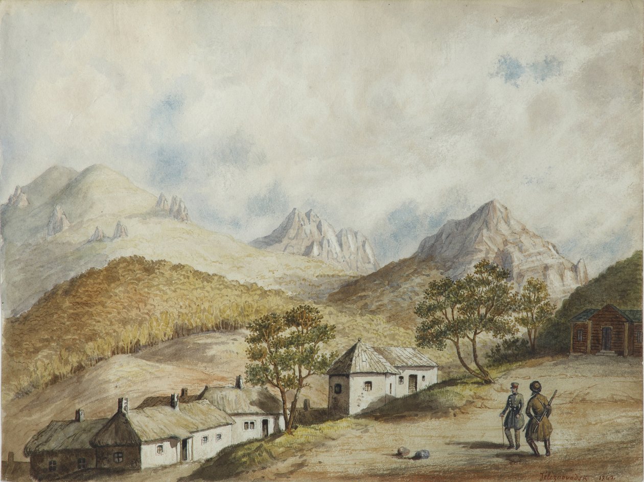 Pohled na Zheleznovodsk, 1842 od Unbekannt
