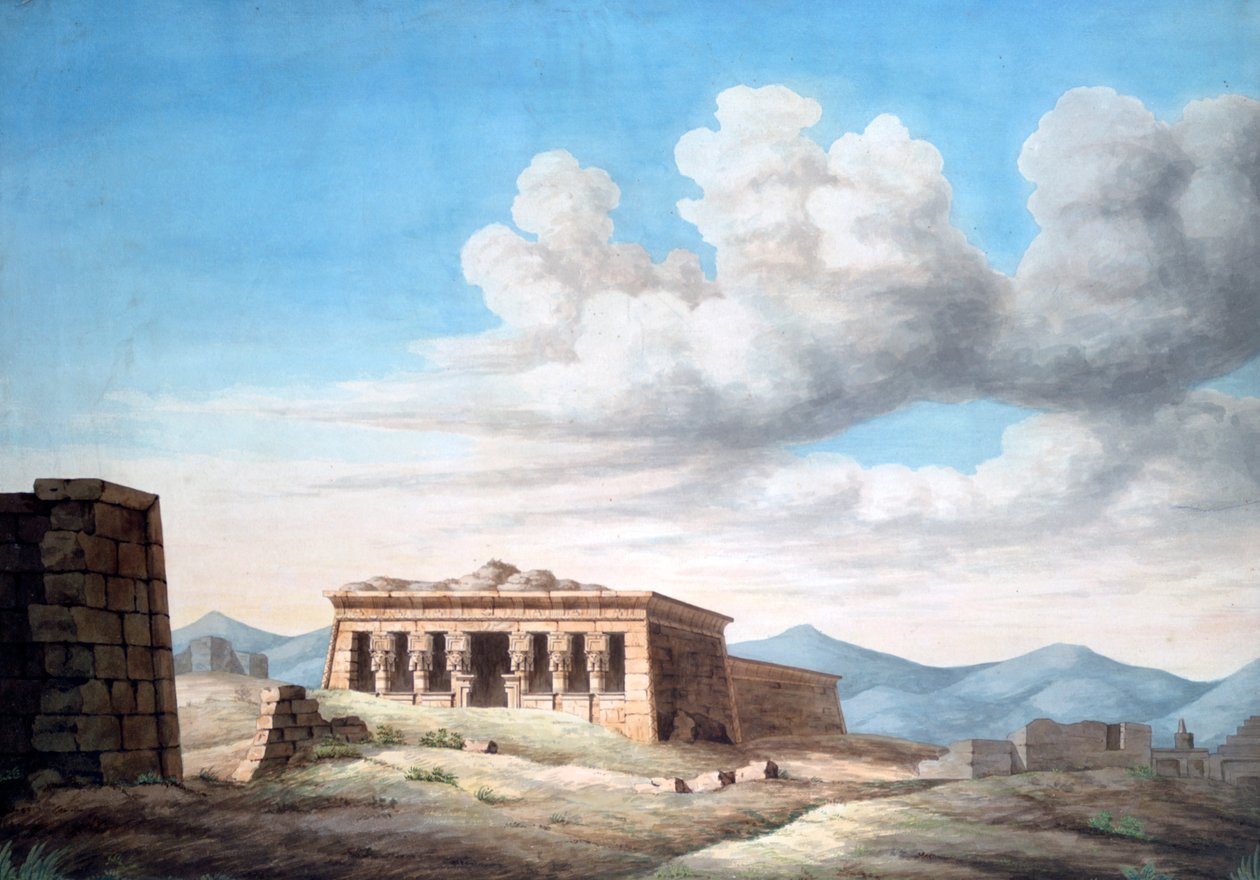 Pohled na egyptský chrám, Dendera, 19. století od Unbekannt