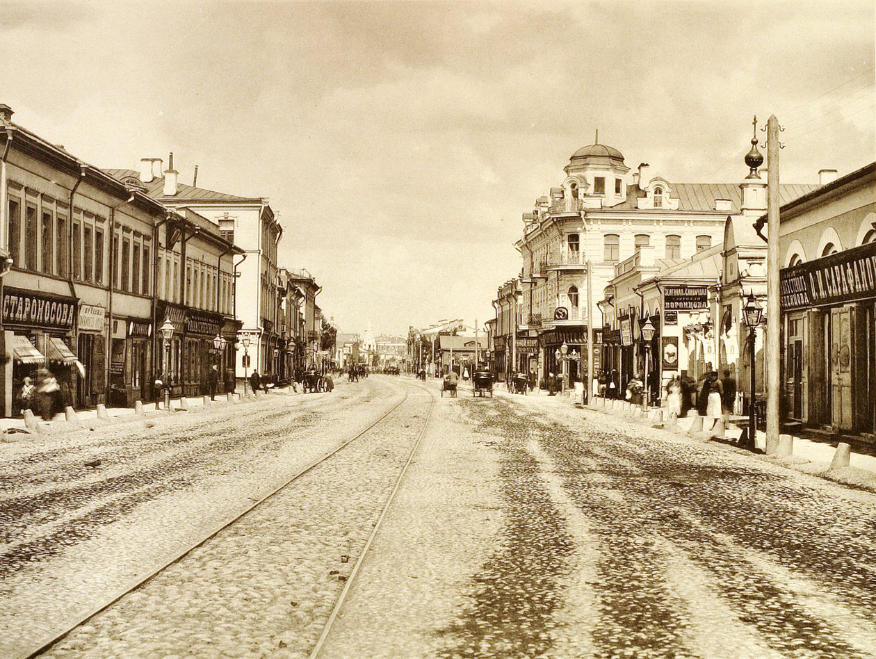 Pohled na ulici Arbat z kostela životodárné Trojice, Moskva, Rusko, 1888 od Unbekannt