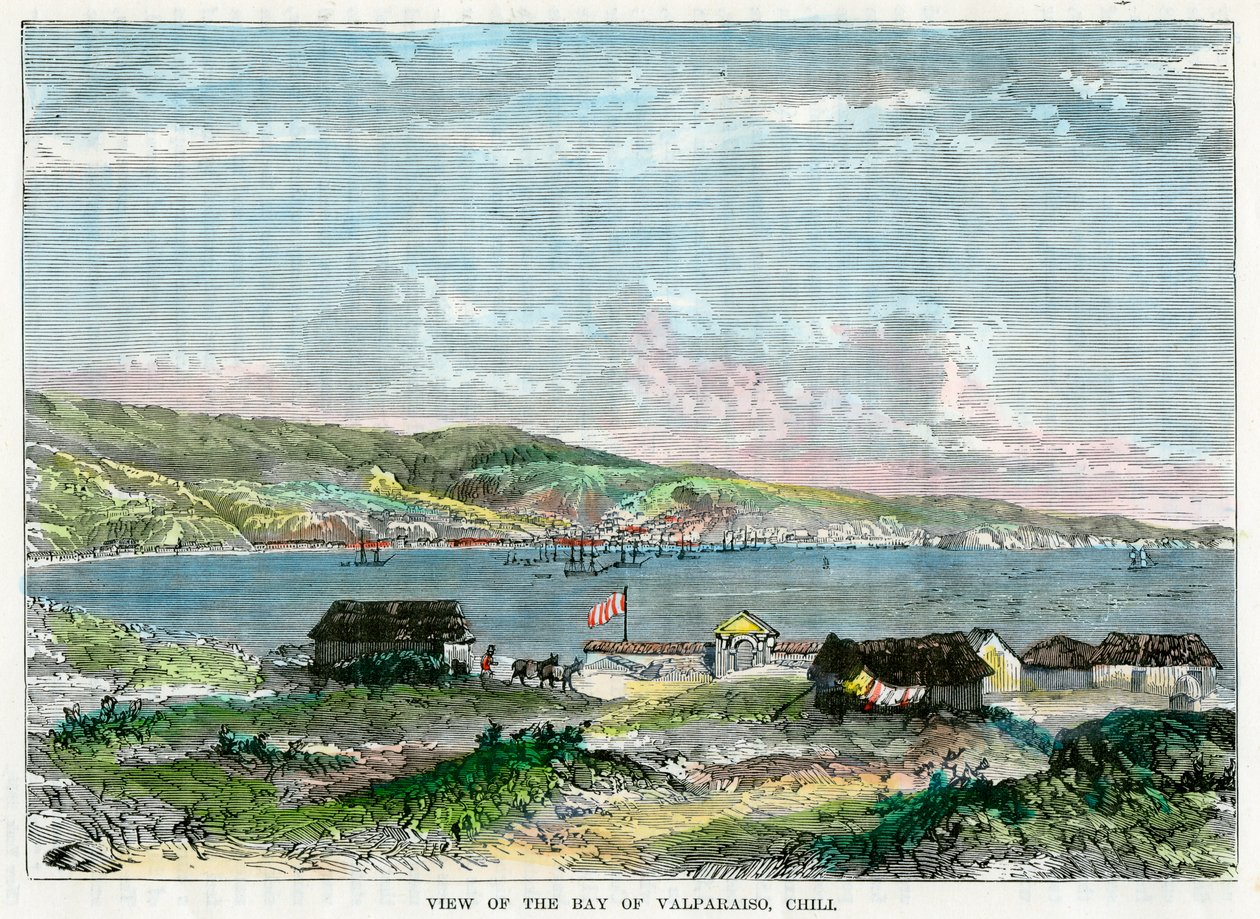 Pohled na záliv Valparaiso, Chili, c1880 od Unbekannt