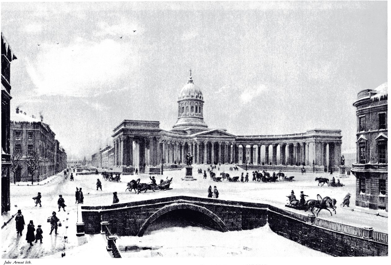 Pohled na kazaňskou katedrálu v Petrohradu, c. 1850 od Unbekannt