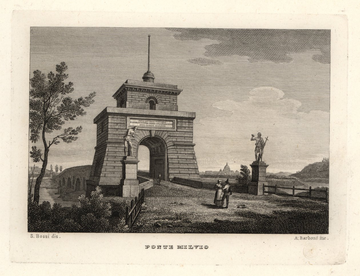 Pohled na Milvijský (nebo Mulviánský) most, Ponte Milvio, Řím od Unbekannt