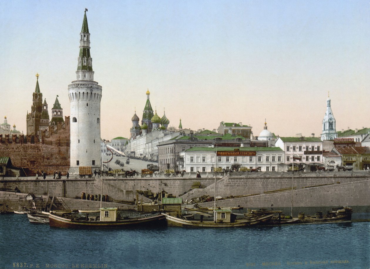 Pohled na svah St Basils, při pohledu z řeky Moskvy, Moskva, Rusko, c1890-c1905 od Unbekannt