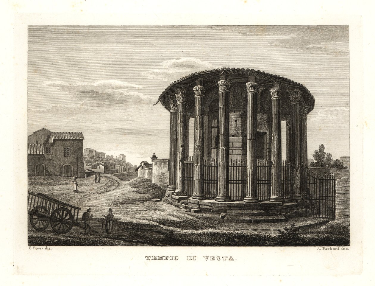 Pohled na chrám Vesta, Tempio di Vesta, Řím od Unbekannt