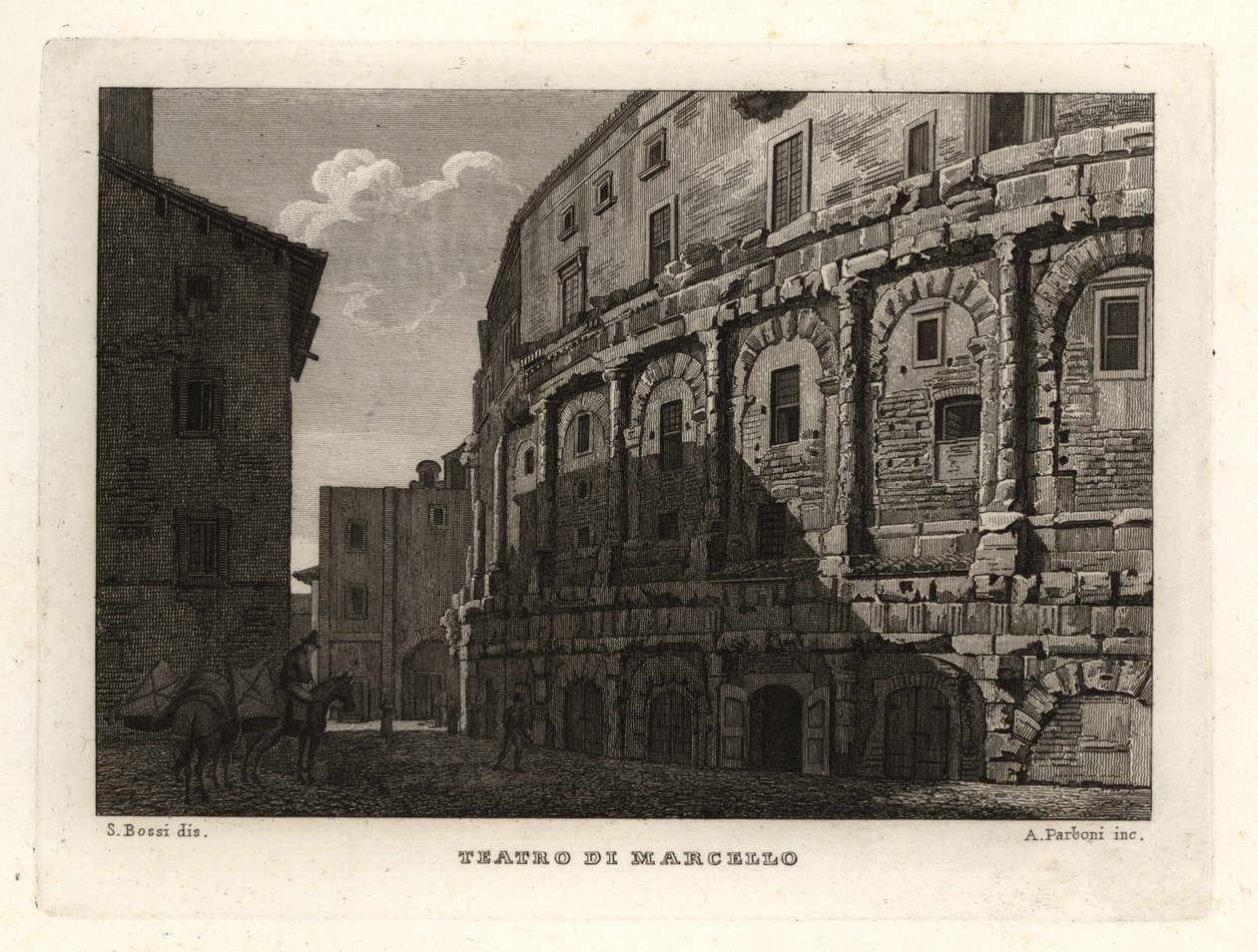 Pohled na divadlo Marcellus, Teatro di Marcello, Řím od Unbekannt