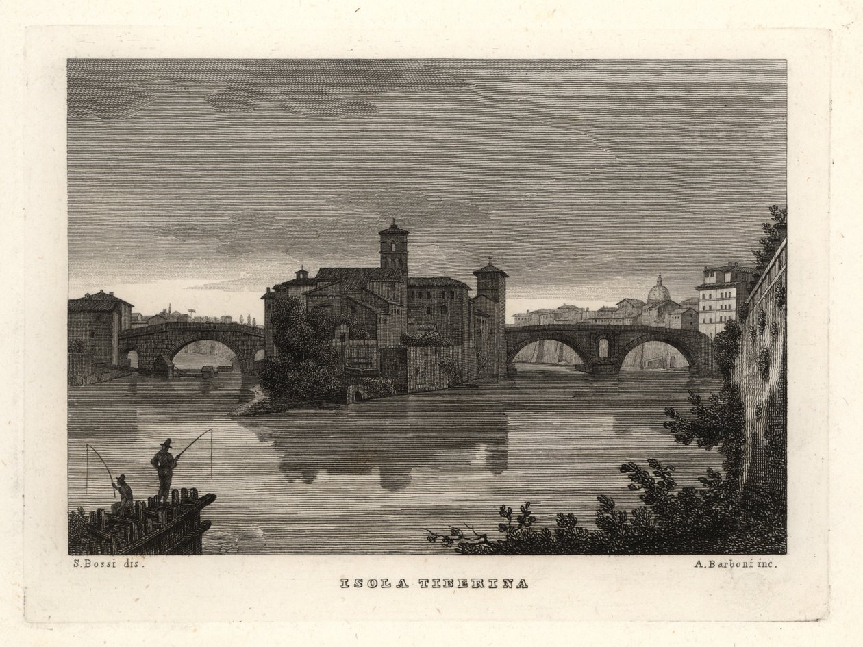 Pohled na ostrov Tiber, Isola Tiberina, Řím od Unbekannt