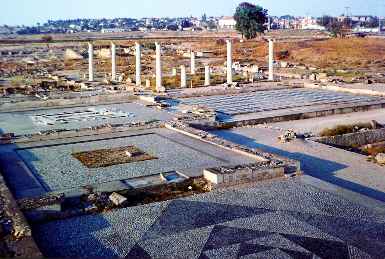 Pohled na archeologické pozůstatky v Pella, Střední Makedonie. od Unbekannt