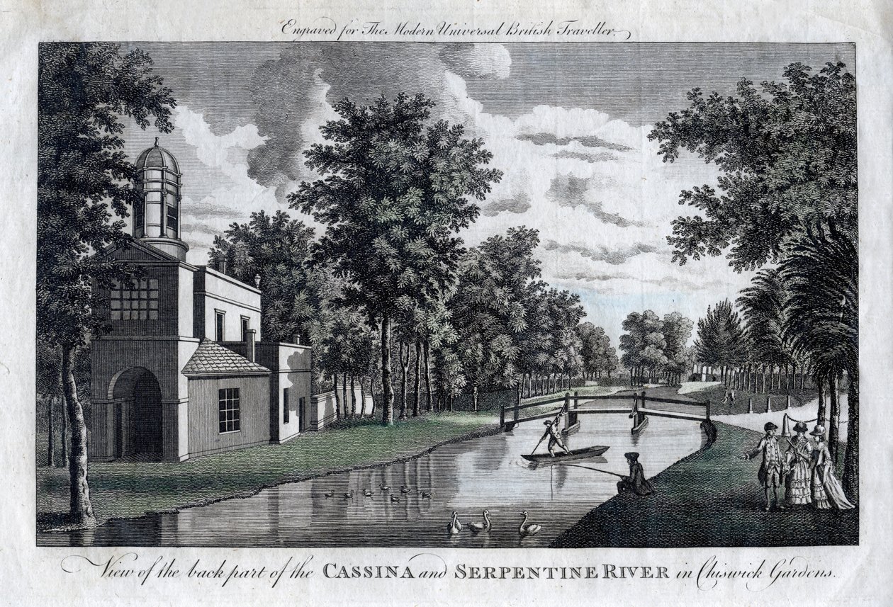 Pohled na zadní část řeky Cassina a Serpentine v Chiswick Gardens, Londýn od Unbekannt