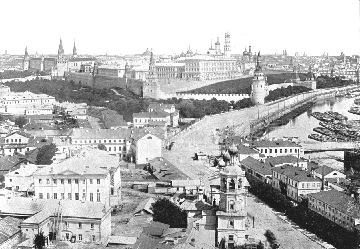 Pohled na město a Kreml, Moskva, Rusko, 1895. od Unbekannt
