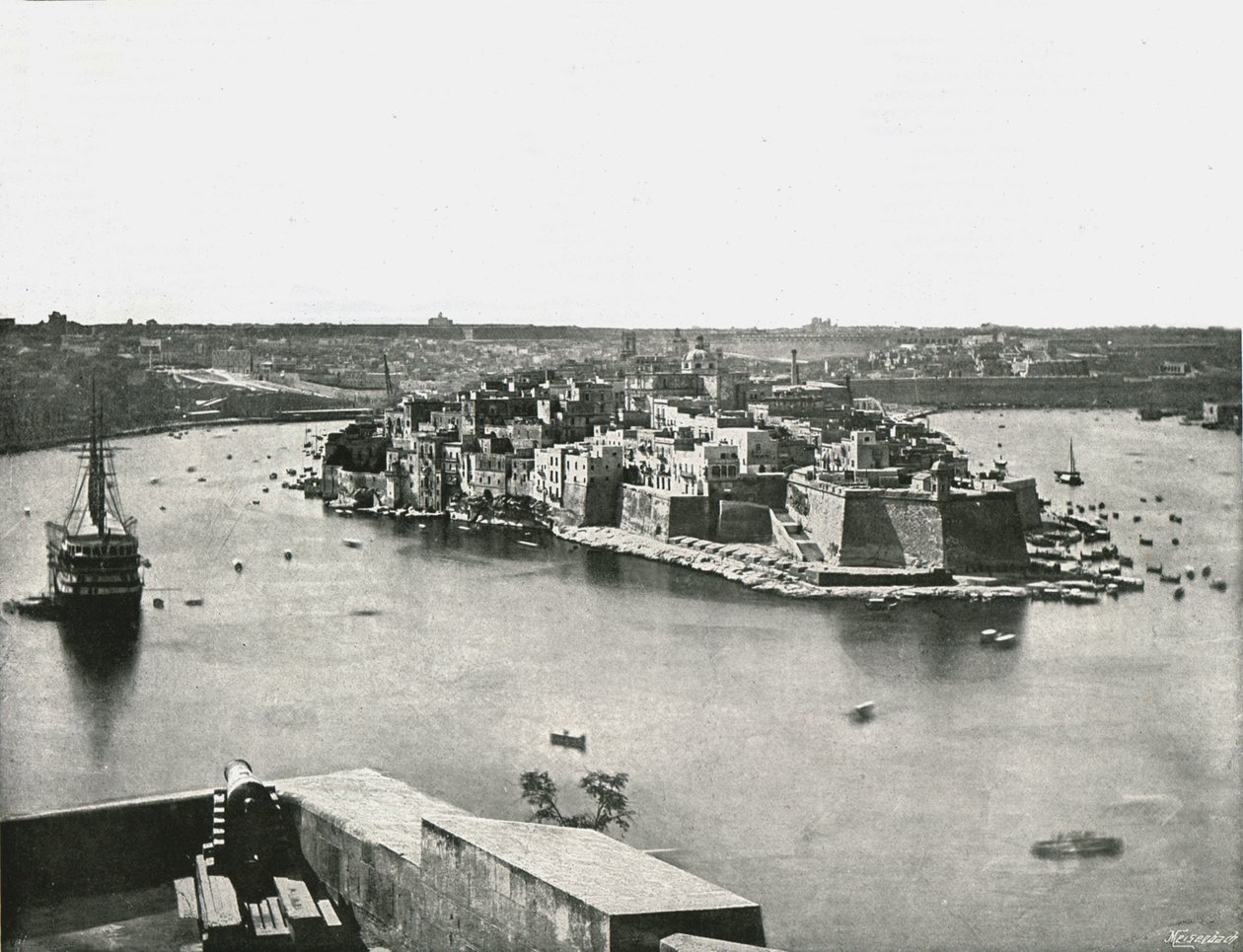Pohled na přístav, Valletta, Malta, 1895. od Unbekannt