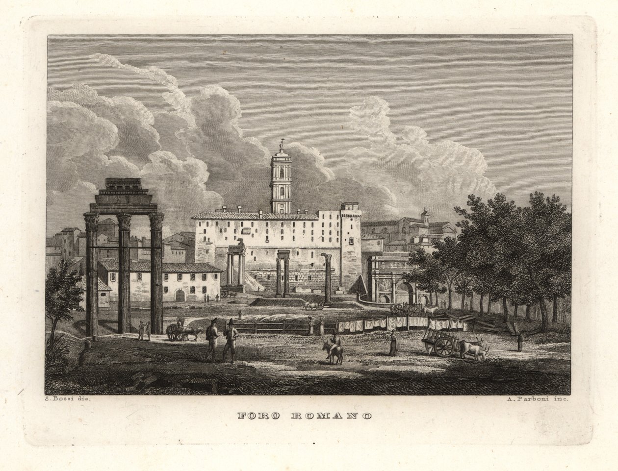 Pohled na ruiny Forum Romanum, Foro Romano od Unbekannt