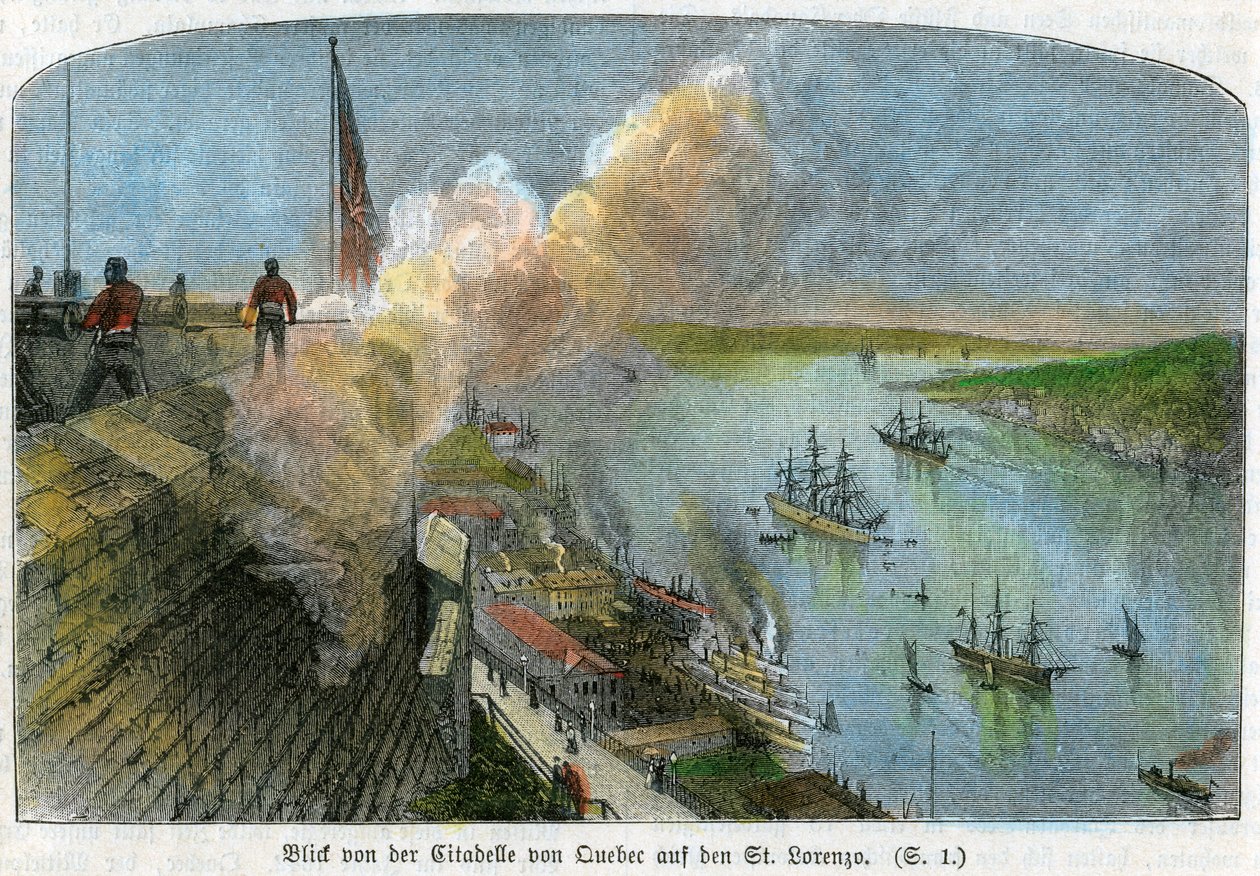 Pohled na řeku svatého Vavřince z citadely v Quebecu, Kanada, c1875 od Unbekannt