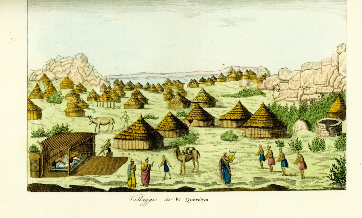Vesnice El Querebya (El Querebyn) pod královstvím Funj v Sennaru, Súdán od Unbekannt