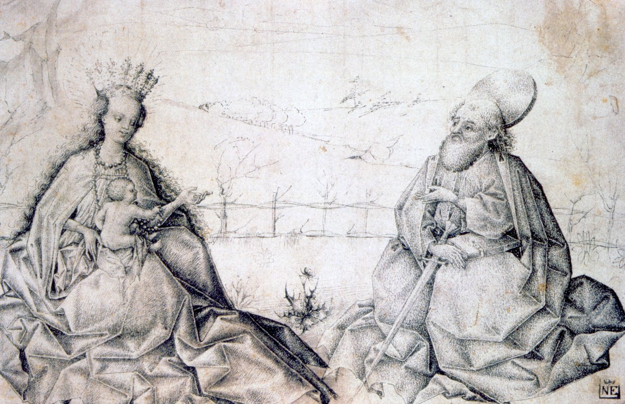Panna a dítě se svatým Pavlem, c1450 od Unbekannt