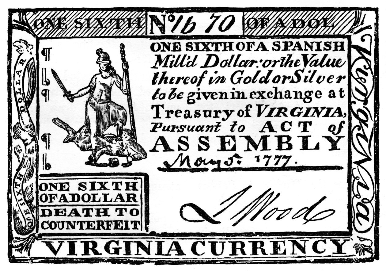 Virginské papírové peníze, 1777 c1880 od Unbekannt