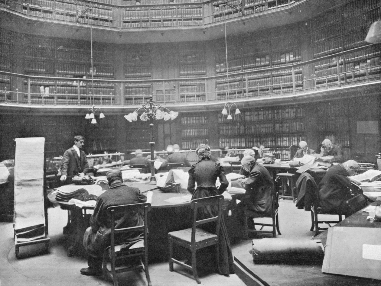 Návštěvníci prohledávají svazky ve Public Record Office, Chancery Lane, Londýn, 1903 od Unbekannt