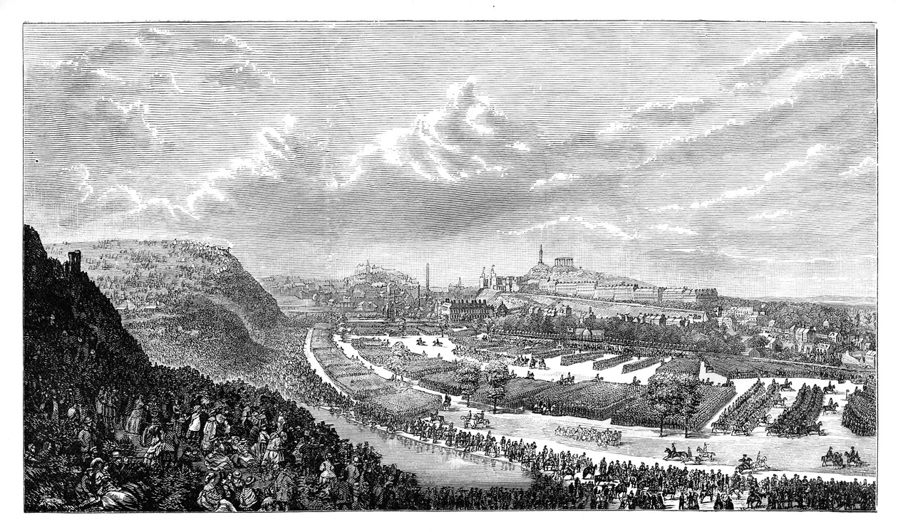 Dobrovolnická recenze v Queens Park, Edinburgh, Skotsko, 1860 od Unbekannt