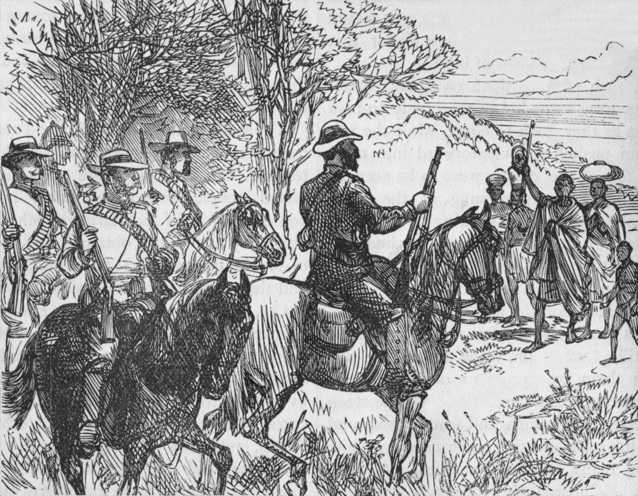 Setkání dobrovolníků s loajálním Kafirem a jeho rodinou, c1880 od Unbekannt