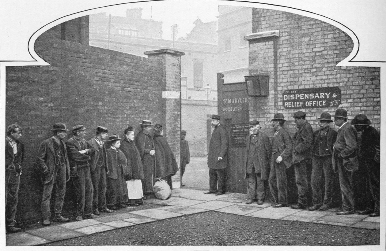 Čekání na vstup do St Marylebone Workhouse, Luxborough Street, Londýn, c1901 1903 od Unbekannt