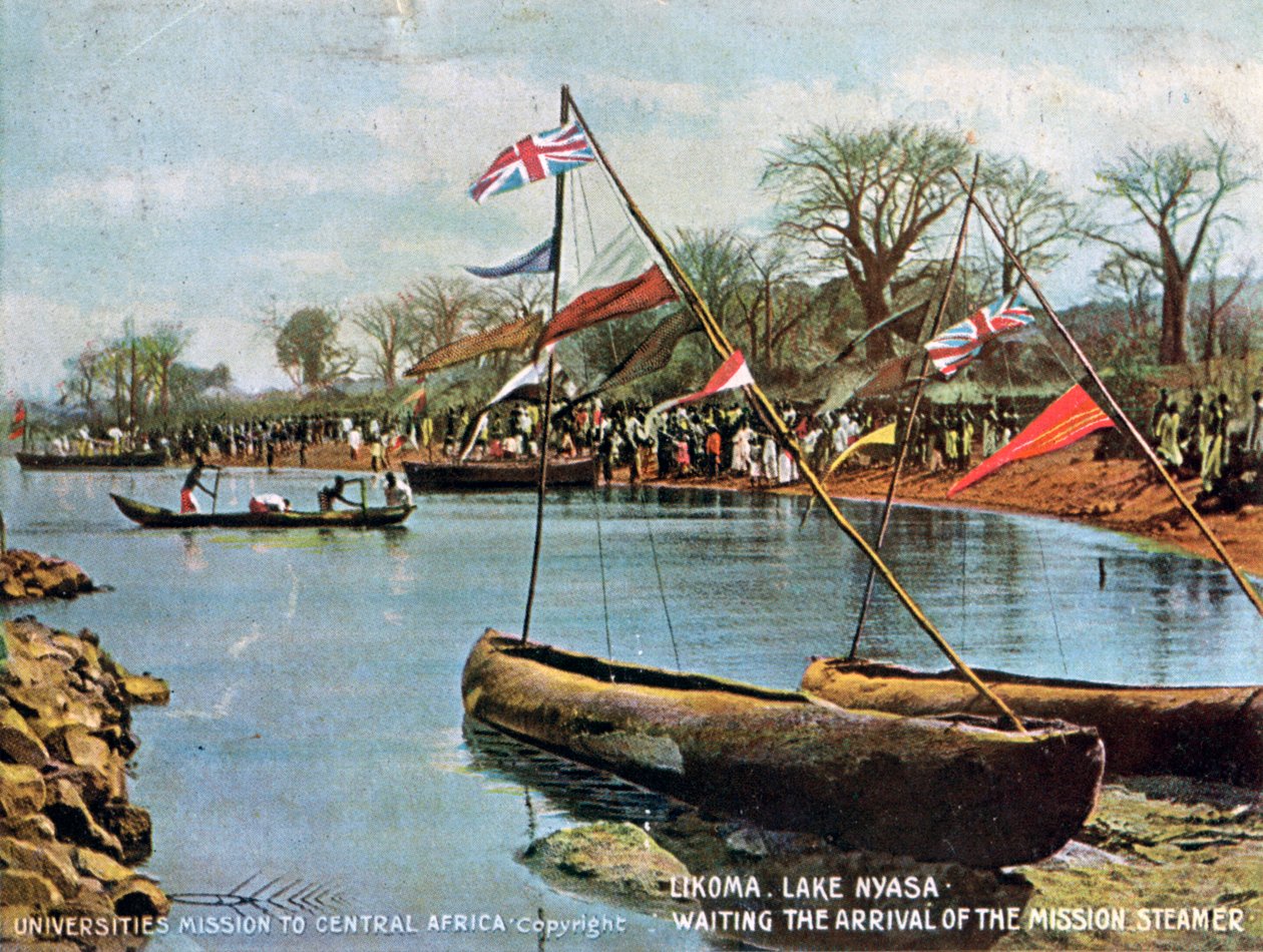 Čekání na příjezd misijního parníku, Likoma, jezero Nyasa, Afrika, 1904 od Unbekannt