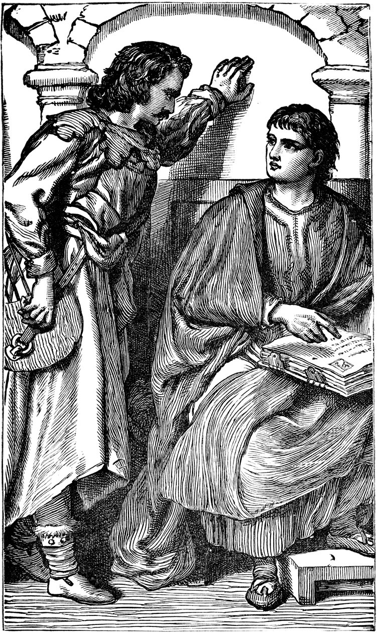 Valdenský misionář troubador ukazuje svou lidovou Bibli, c1170 od Unbekannt