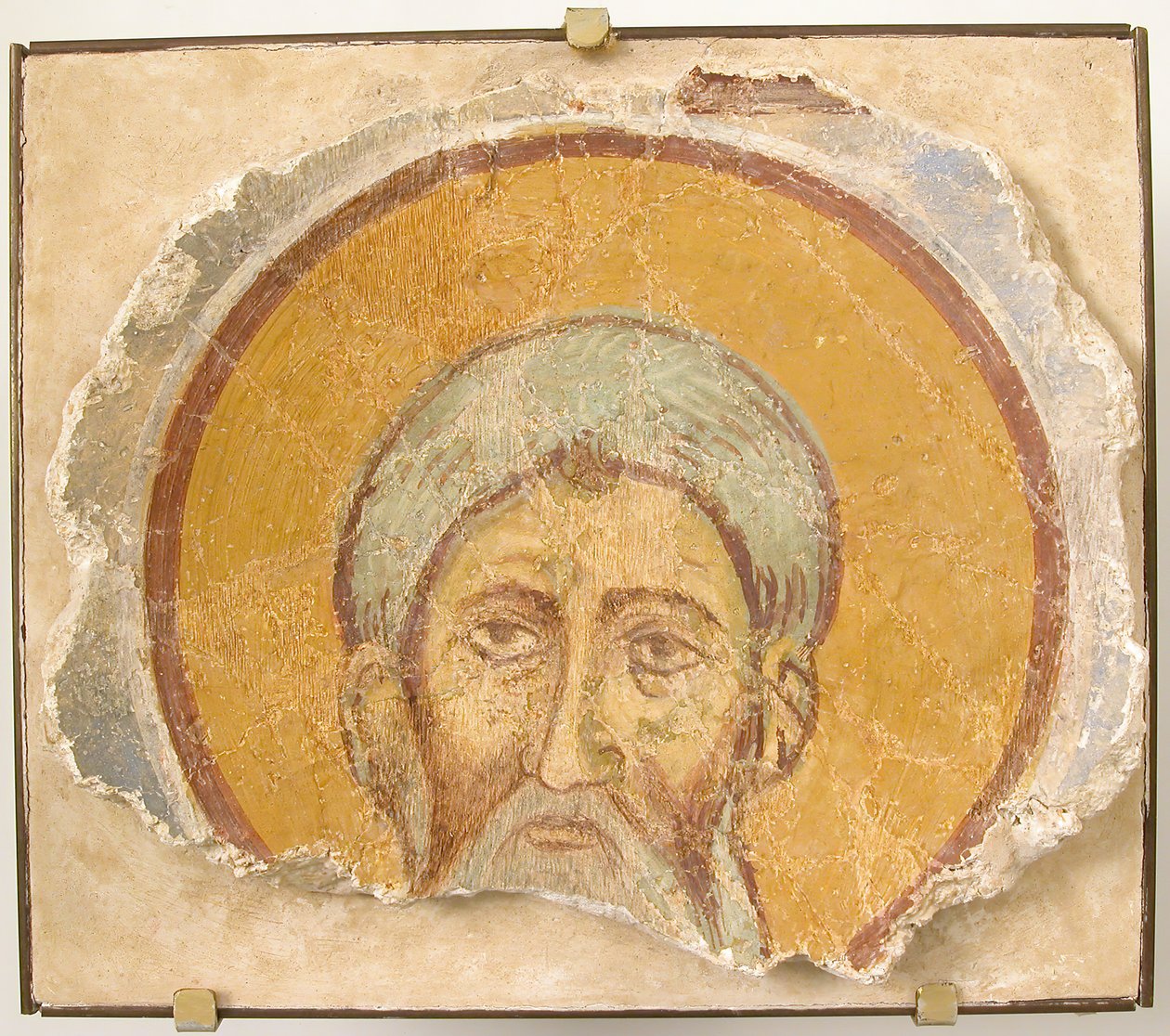 Nástěnná malba mužského světce, byzantská, 12. století, moderní restaurování. od Unbekannt