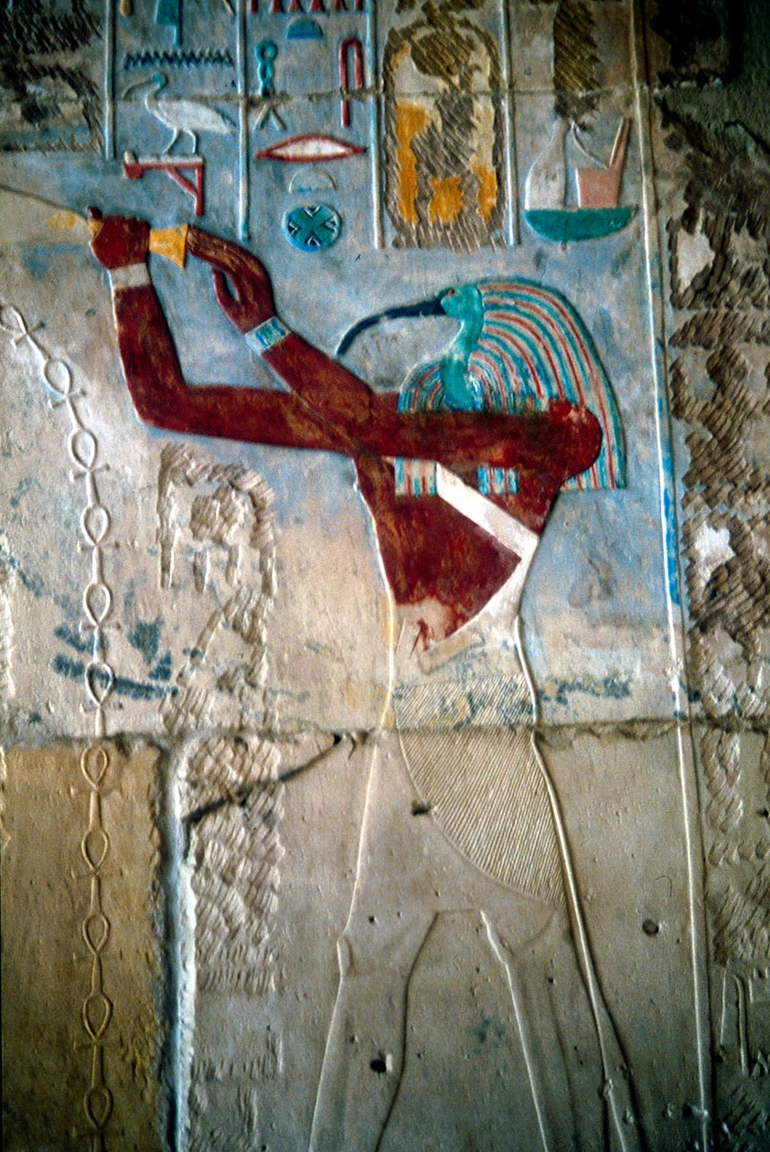Nástěnná malba zobrazující boha Thovta, chrám Rameses III, Medinet Habu, Egypt, c1187-c1156 př.nl od Unbekannt