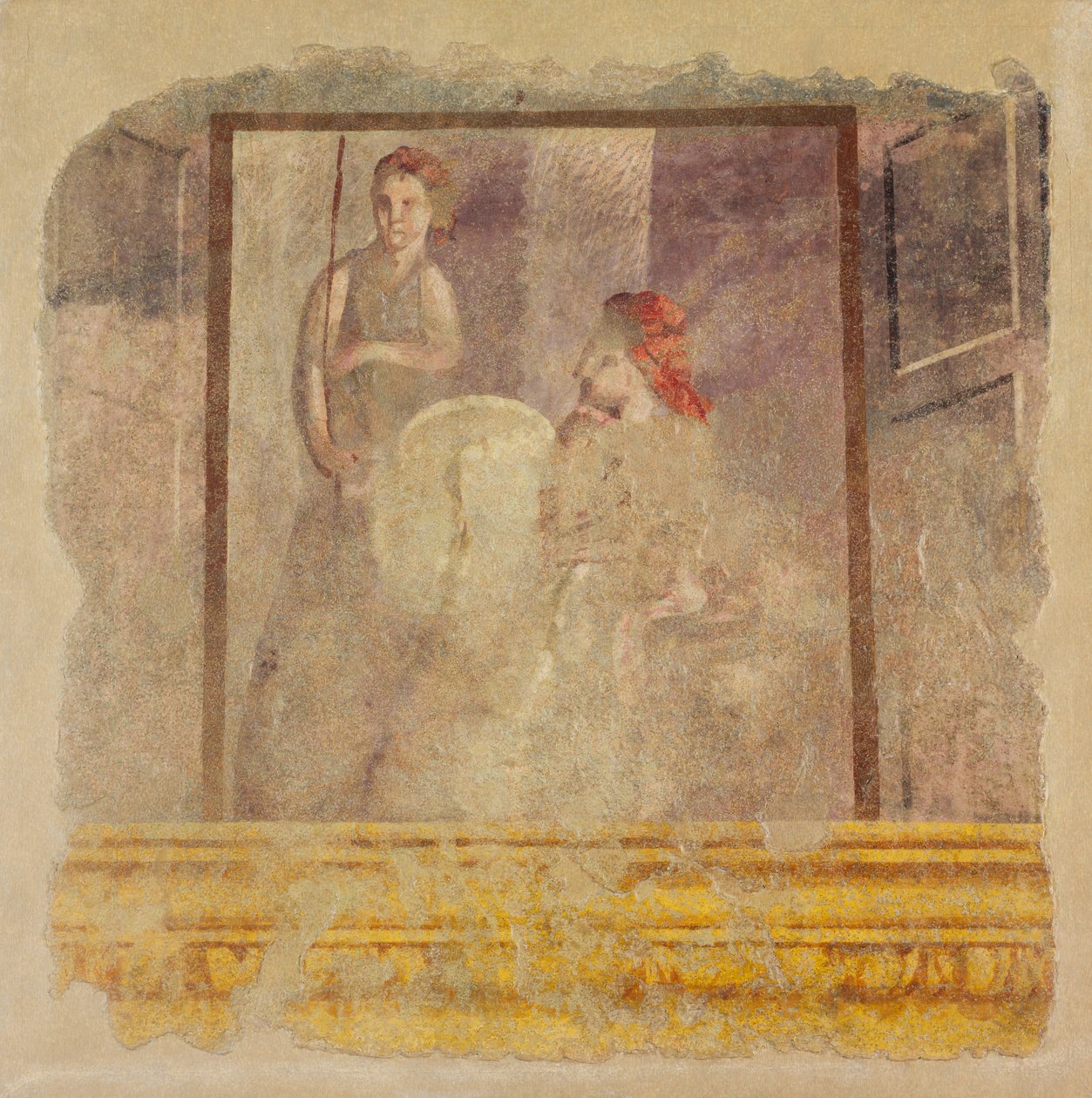 Fragment nástěnné malby ze severní stěny pokoje H vily P. Fannia..., ca. 50-40 před naším letopočtem od Unbekannt