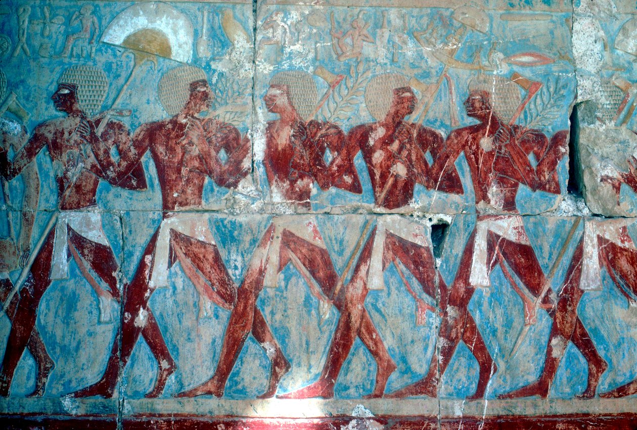 Nástěnná malba:Návrat z expedice, Chrám královny Hatšepsut, Luxor, Egypt, c1470 př.nl od Unbekannt