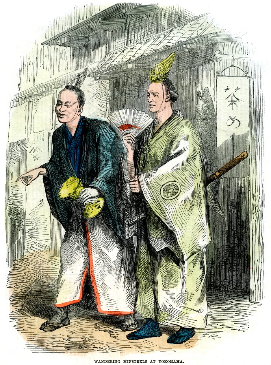 Potulní pěvci v Jokohamě, Japonsko, 1864 od Unbekannt