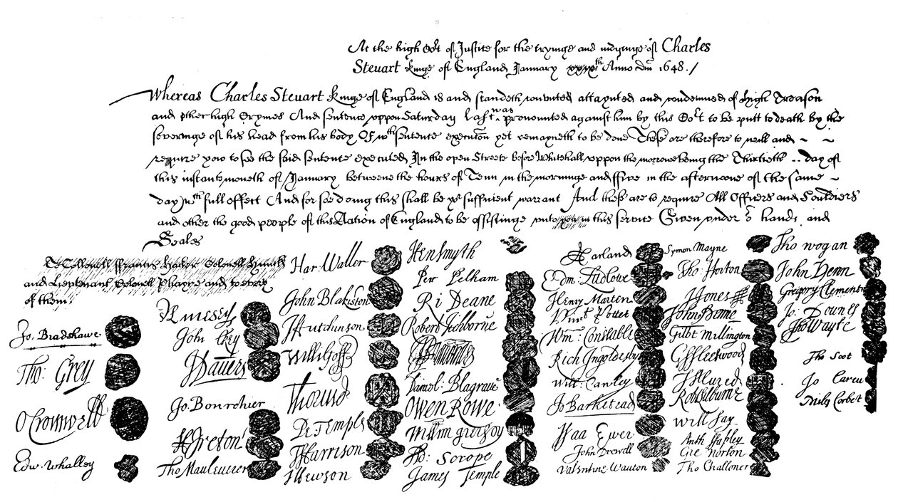 Zatykač na popravu krále Karla, 1648, 1909 od Unbekannt