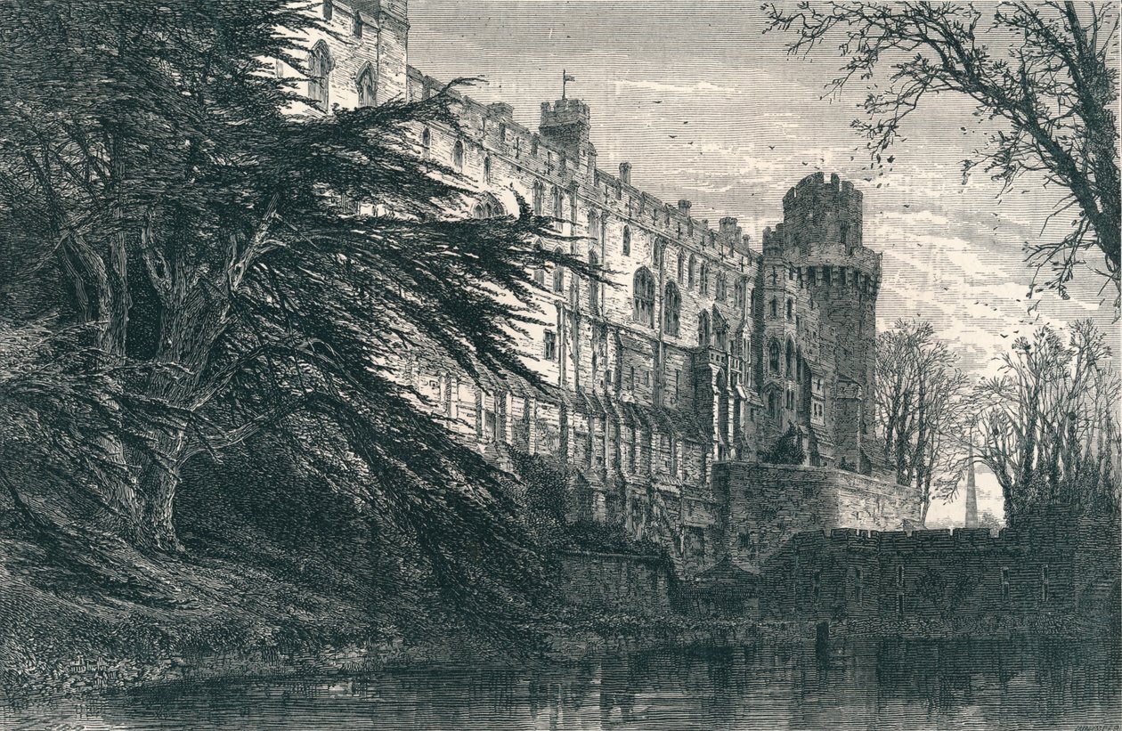 Hrad Warwick ze západu, c19. století od Unbekannt