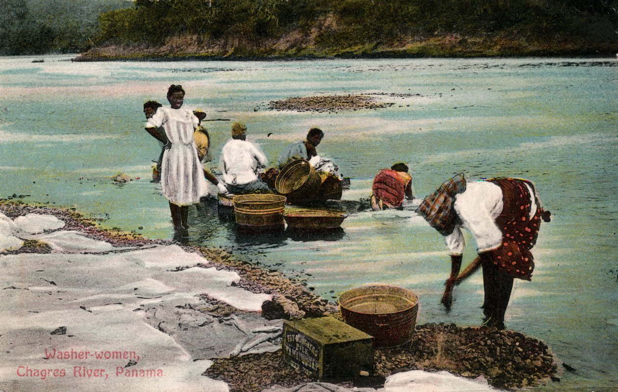 Washerwomen, Charges River, Panama, začátek 20. století od Unbekannt
