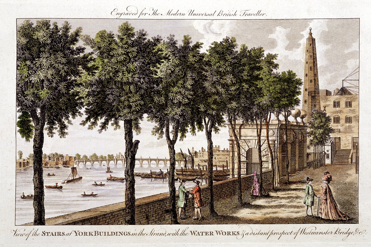 Vodárna v York Buildings, Strand, dodávající vodu do Londýna z Temže, 1790 od Unbekannt