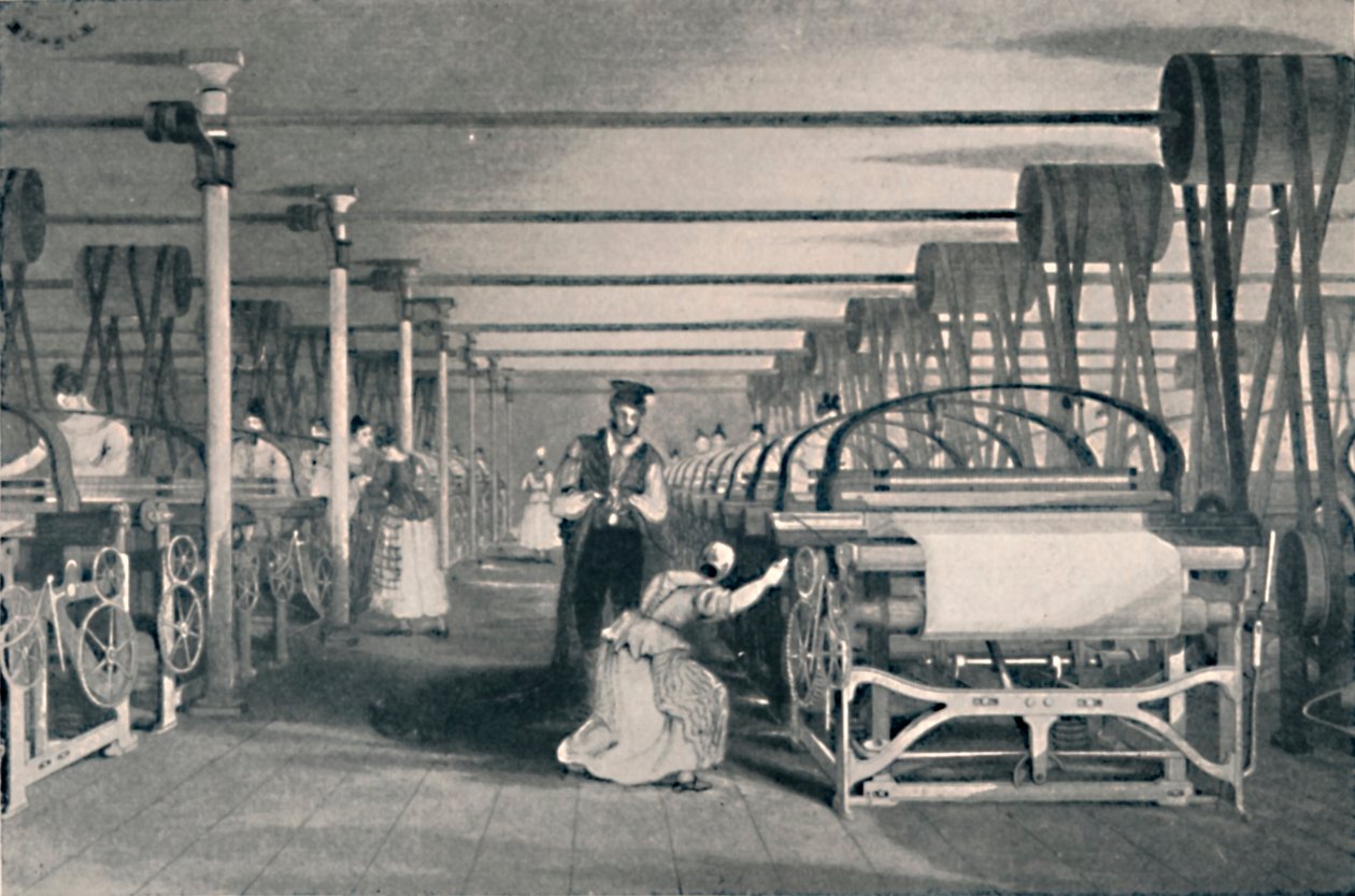 Weaving by Power Looms, 1835, 1904 od Unbekannt