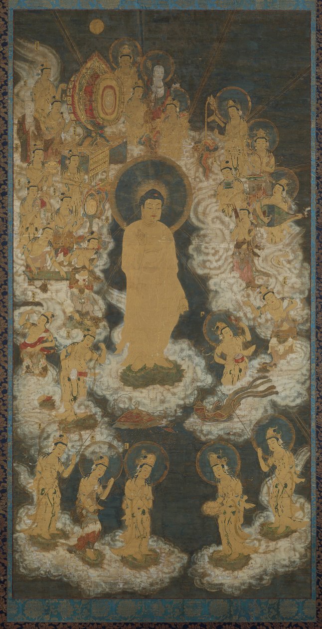 Uvítací sestup Amidy a Bódhisattvů, konec 14. století. od Unbekannt
