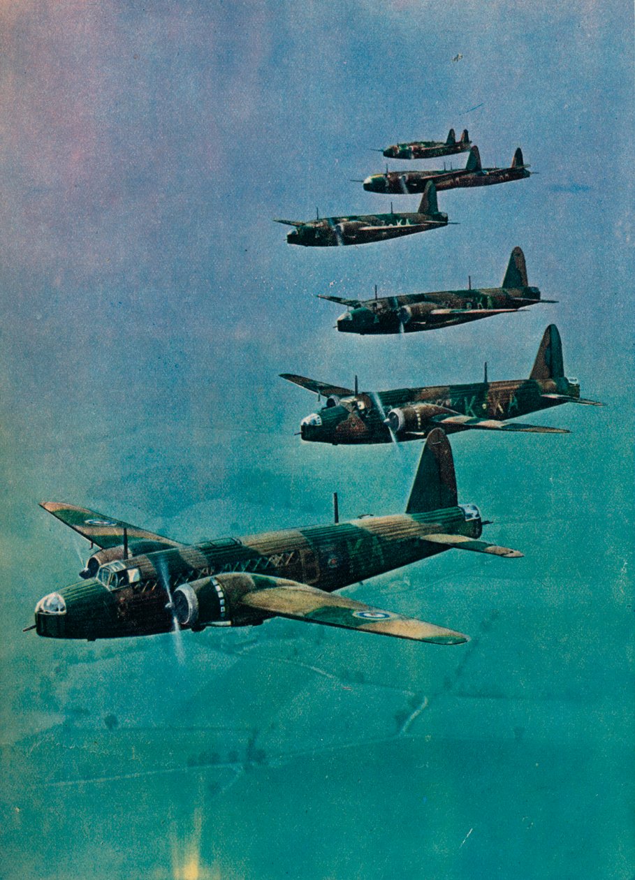 Wellington Bombers in Formation, 1940 od Unbekannt