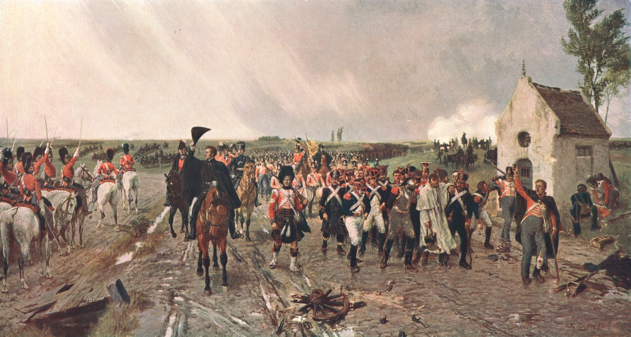 Wellingtonův pochod z Quatre Bras do Waterloo, 1815, c1878, c1902. od Unbekannt