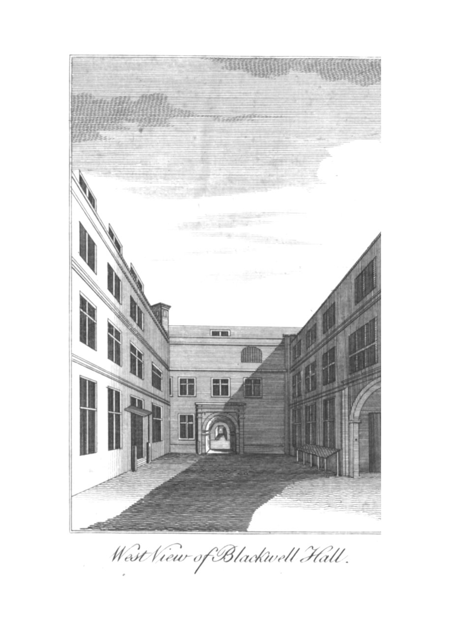 Západní pohled na Blackwell Hall., c1750-1800 od Unbekannt