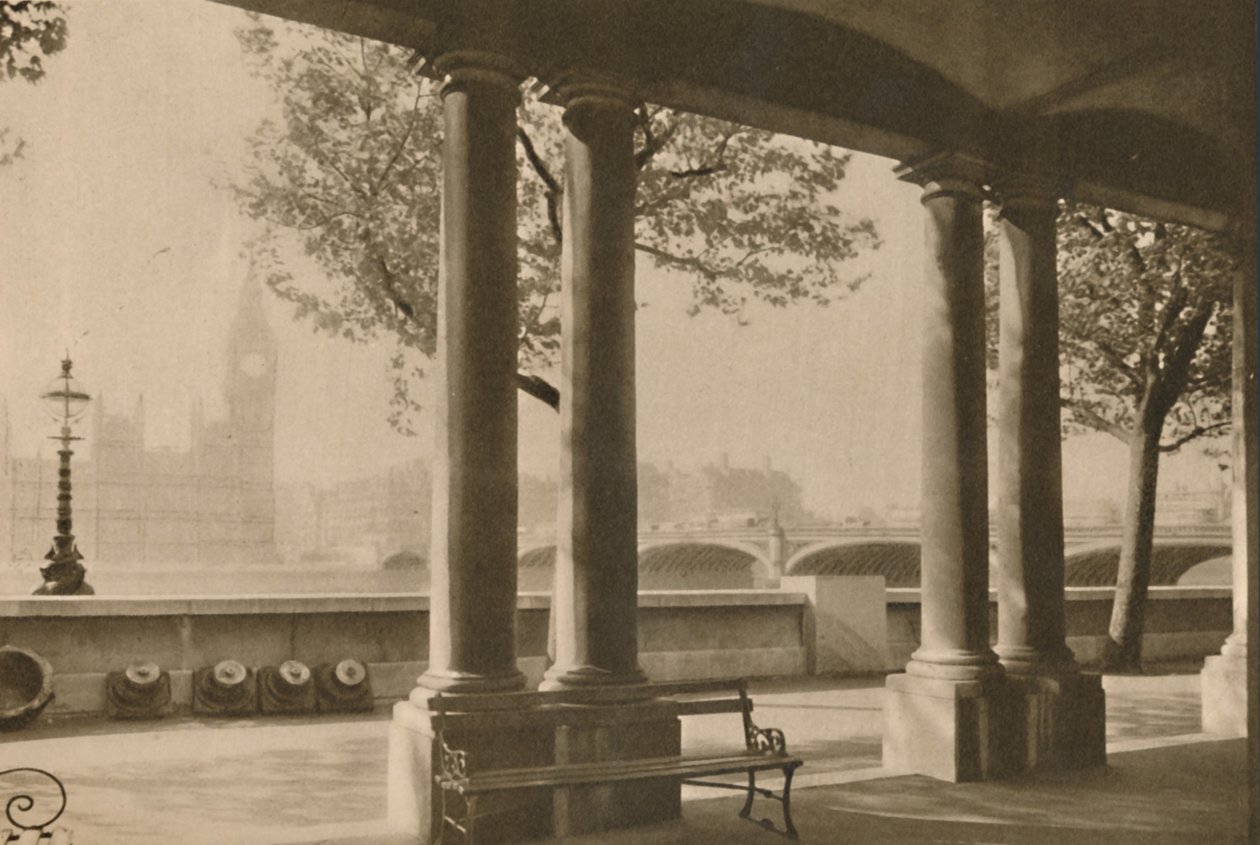 Westminsterský most a Big Ben z Terrace of St. Thomass Hospital, c1935. od Unbekannt