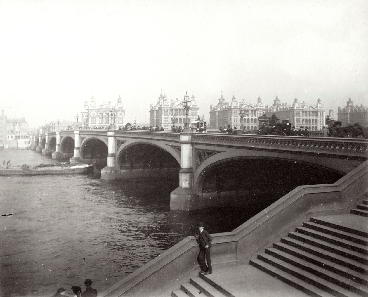 Westminster Bridge a nemocnice St Thomass, Londýn, 1887 od Unbekannt