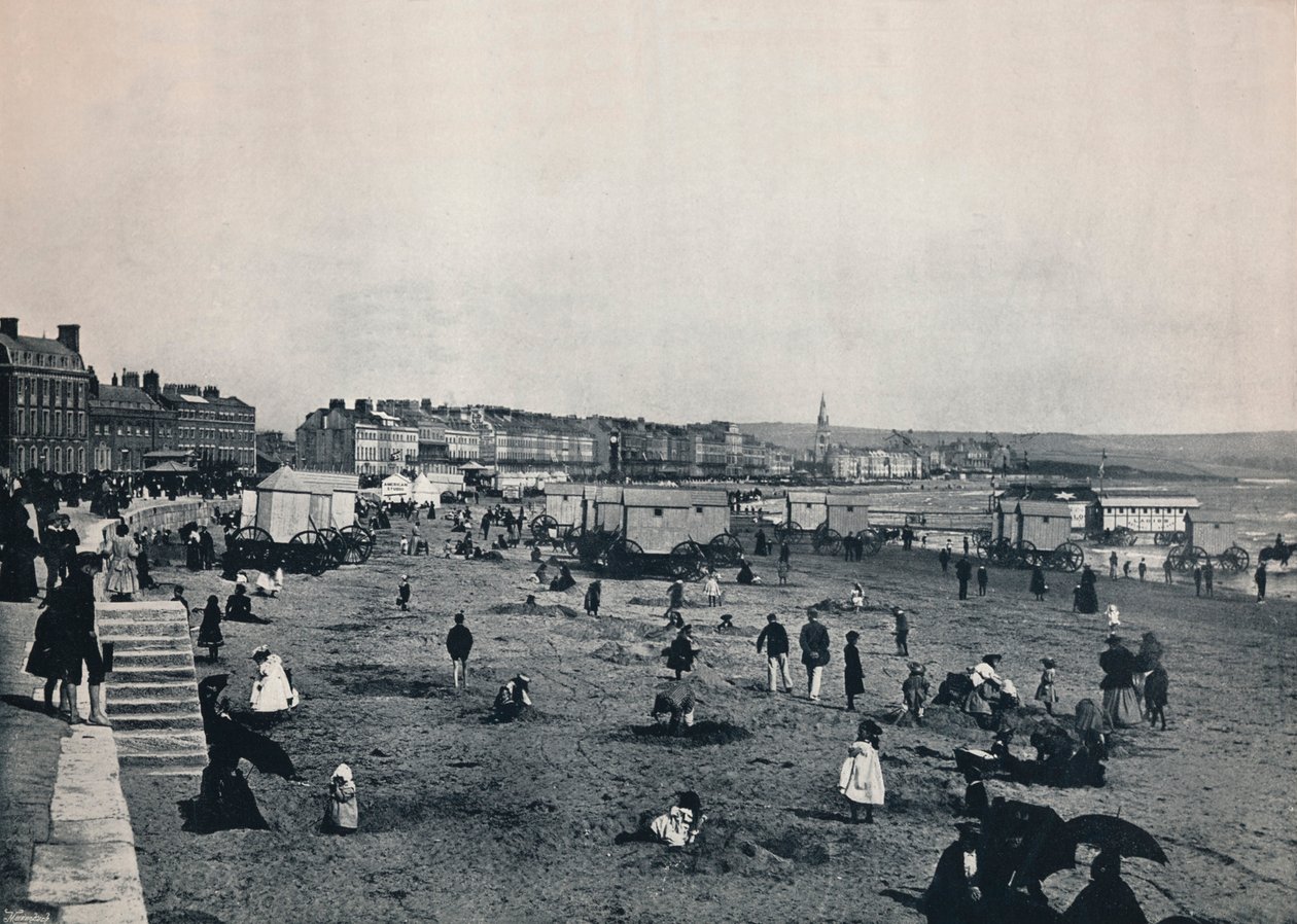 Weymouth - Celkový pohled na město a pláž, 1895 od Unbekannt