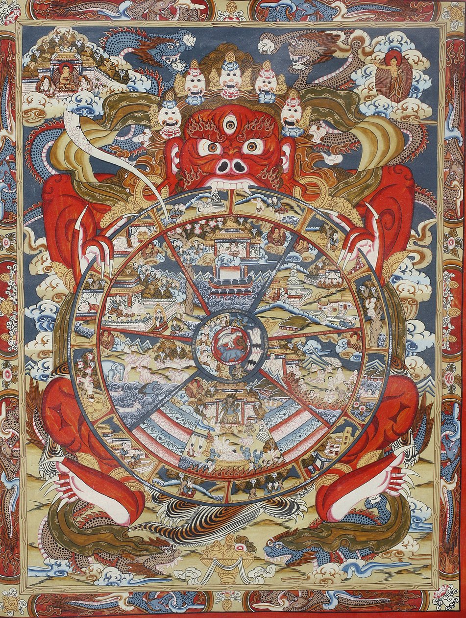 Kolo života nebo kolo Samsary (Mandala). Klášter Kopan, Bhaktapur, Nepál od Unbekannt