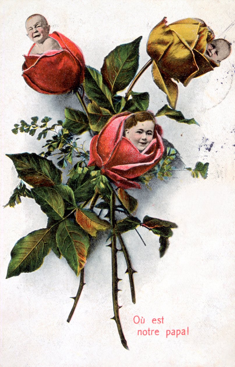 Kde je náš táta, French Postcard, c1900 od Unbekannt