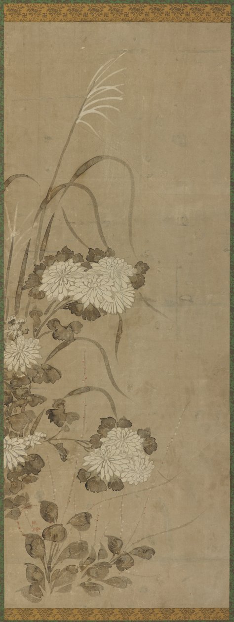 Bílé chryzantémy a trávy, období Edo, 1615-1868. od Unbekannt