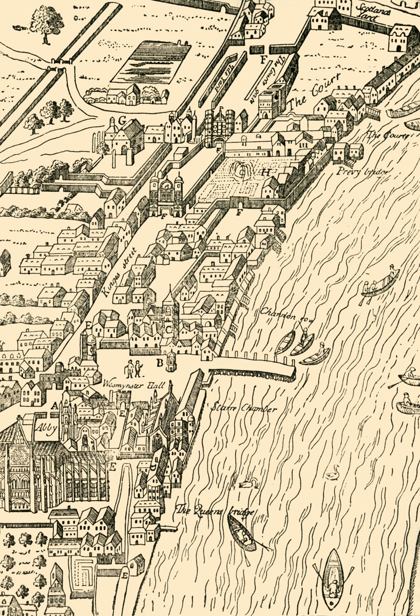 Whitehall a Westminster. Z mapy Aggas, 1881. od Unbekannt