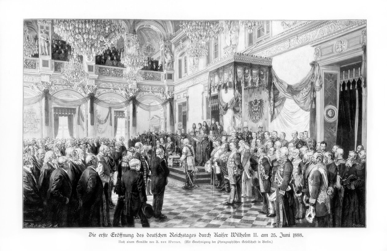 Wilhelm II a ministři při otevření Reichstagu 25. června 1888, 1900 od Unbekannt