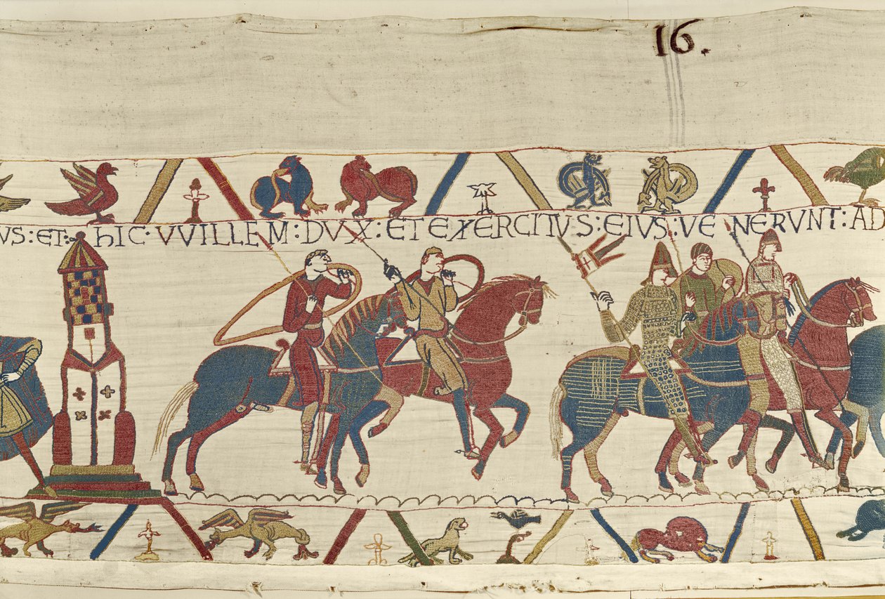 William vede svou armádu proti vévodovi Conanovi z Bretaně, Bayeux Tapestry (vlněná výšivka na plátně) od Unbekannt