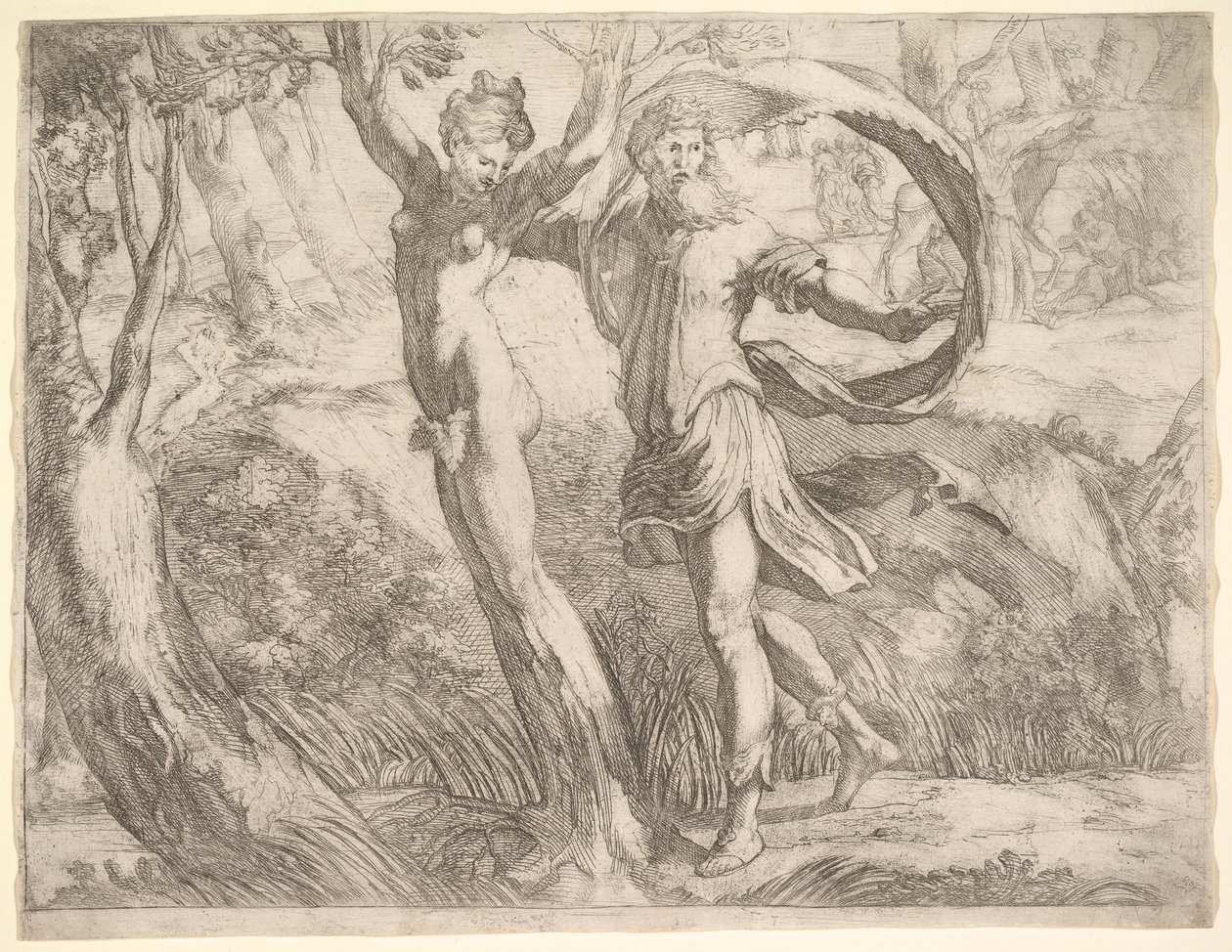 Wilton Album, folio 10a: Priapus a Lotis, ca. 1530-50. od Unbekannt