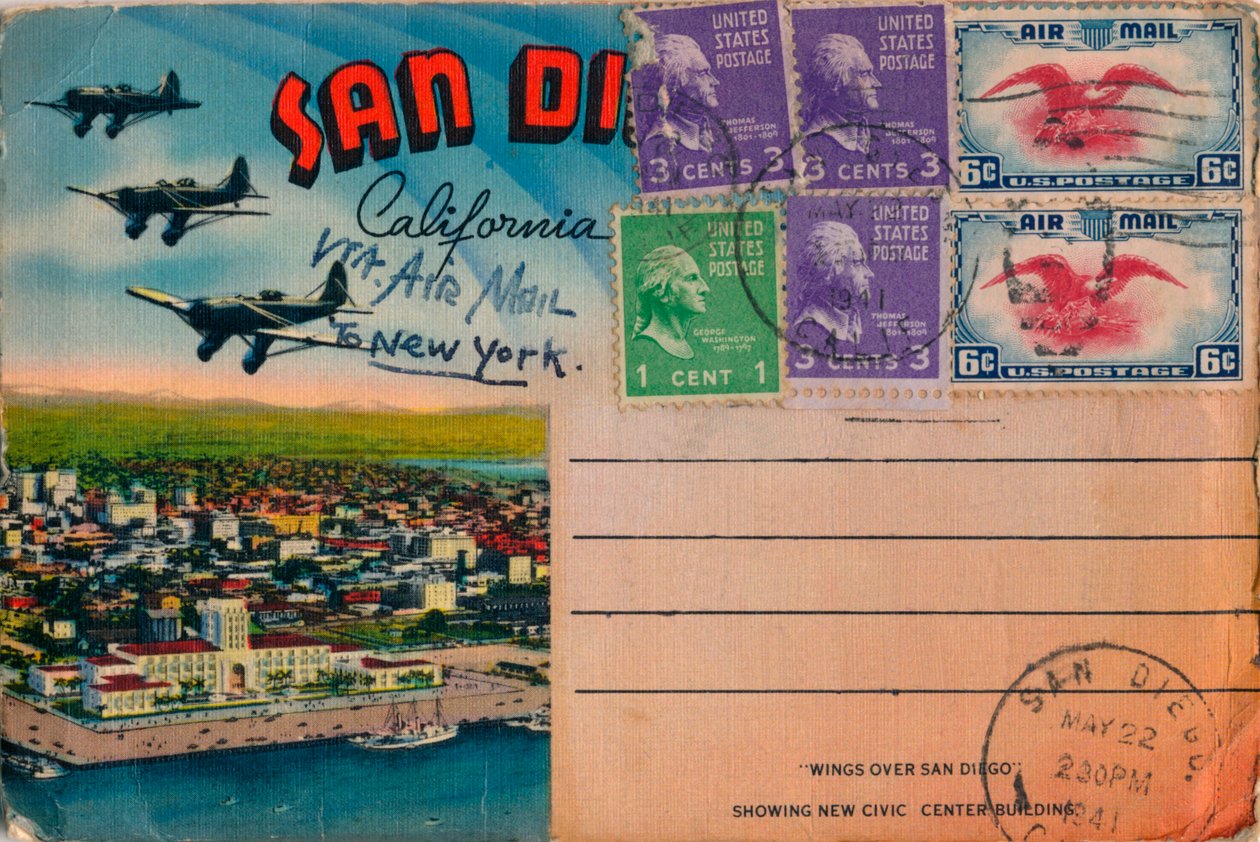 Křídla nad San Diegem - ukazuje novou budovu občanského centra, c1941 od Unbekannt